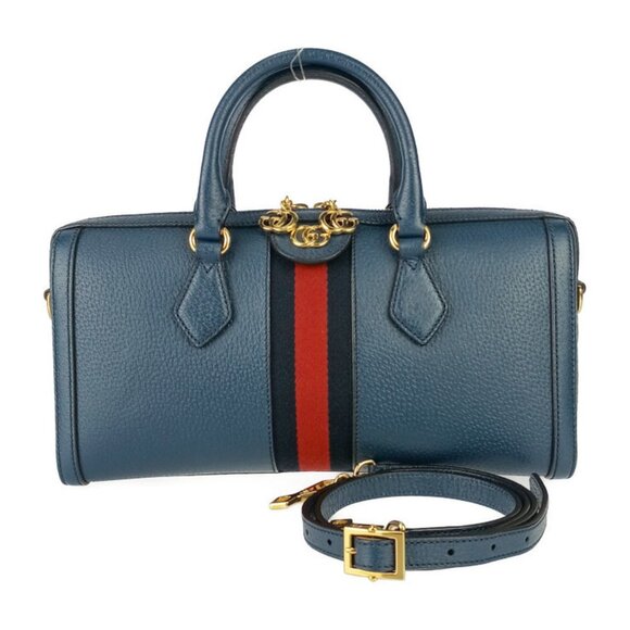 GUCCI Navy Leather Shoulder Bag - Picture 1 of 10